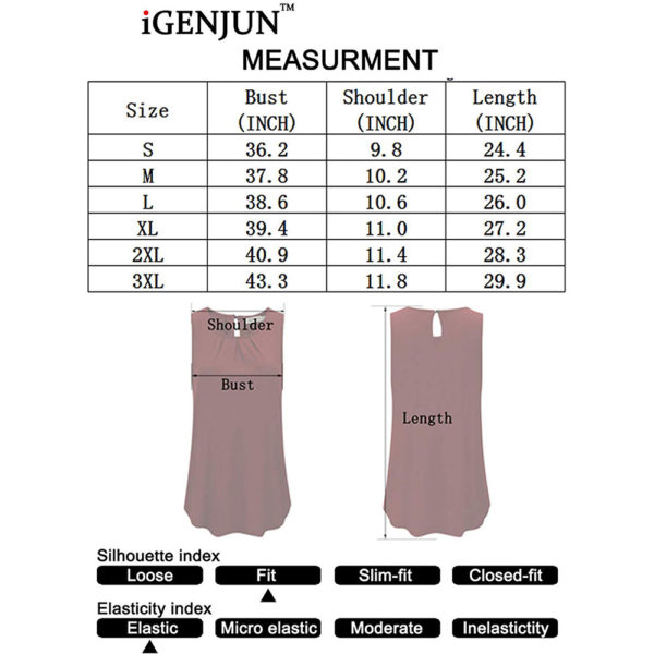 iGENJUN Women's Summer Sleeveless Pleated Back Closure Casual Tank Tops - Image 4