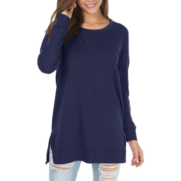 levaca Women's Fall Long Sleeve Side Split Loose Casual Pullover Tunic Tops