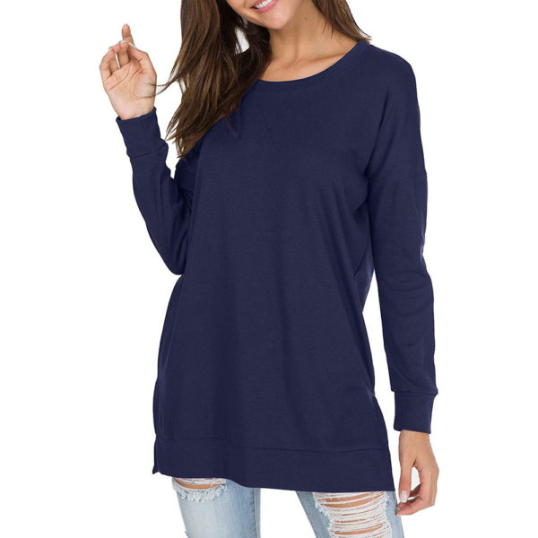 levaca Women's Fall Long Sleeve Side Split Loose Casual Pullover Tunic Tops - Image 2