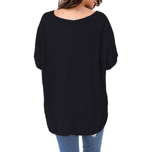 MIHOLL Womens Loose Blouse Short Sleeve V Neck Button Down T Shirts Tie Front Knot Casual Tops - Image 2