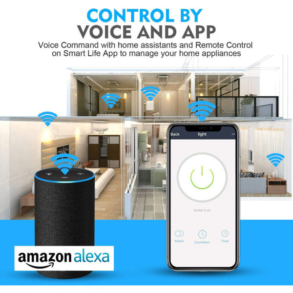 Smart Plug ESICOO, Plug works with Alexa, Google Home Ifttt, Wi-Fi Mini Smart Outlet, Only Supports 2.4GHz Network, No Hub Required (White 4 Pack) - Image 3