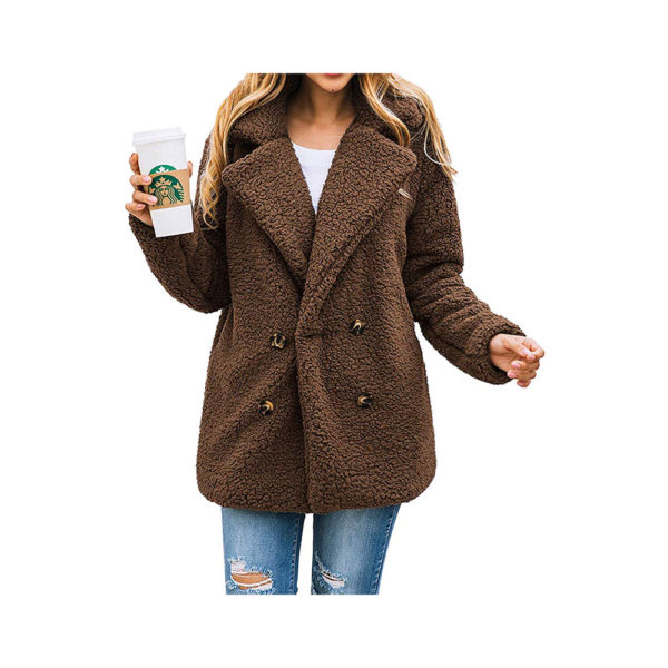 PRETTYGARDEN Women's Fashion Long Sleeve Lapel Zip Up Faux Shearling Shaggy Oversized Coat Jacket with Pockets Warm Winter