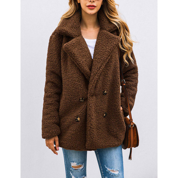 PRETTYGARDEN Women's Fashion Long Sleeve Lapel Zip Up Faux Shearling Shaggy Oversized Coat Jacket with Pockets Warm Winter - Image 3