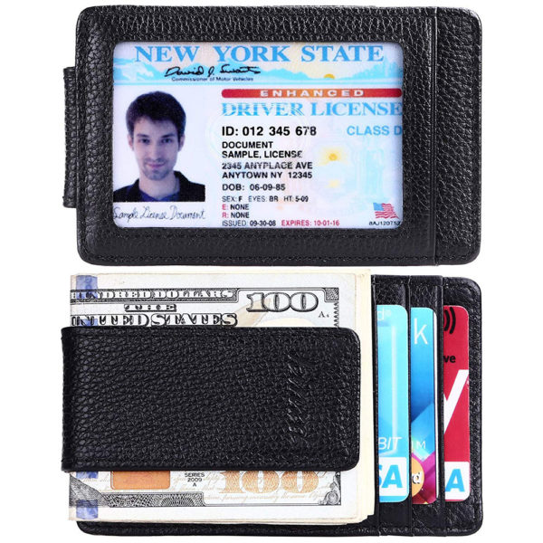 Money Clip, Front Pocket Wallet, Leather RFID Blocking Strong Magnet thin Wallet