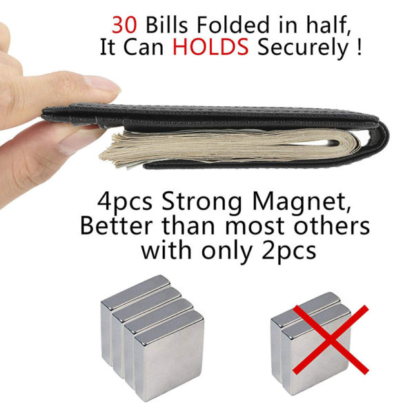 Money Clip, Front Pocket Wallet, Leather RFID Blocking Strong Magnet thin Wallet - Image 3