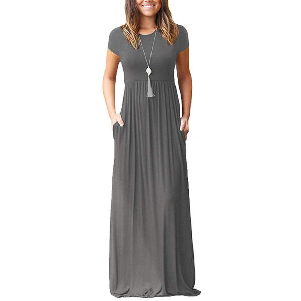 Viishow Women's Short Sleeve Loose Plain Maxi Dresses Casual Long Dresses with Pockets