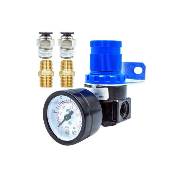 Tailonz Pneumatic 5-in-1 1/4 Inch Npt Mini Pressure Regulator Kit for Compressed Air Systems, Adjust 0 to 140 Psi