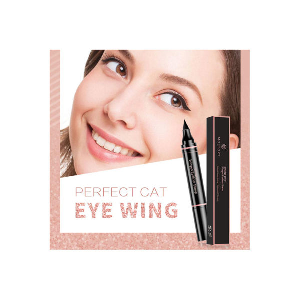 Winged Eyeliner Pencil Stamp - Perfect Cat Eye Vamp Liquid Black Quick Flick Wingliner Waterproof Stencil Wing Long Lasting Smudgeproof Natural Smooth 2 in 1 Duel End (1 Pack) - Image 2