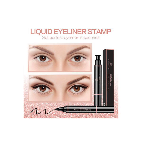 Winged Eyeliner Pencil Stamp - Perfect Cat Eye Vamp Liquid Black Quick Flick Wingliner Waterproof Stencil Wing Long Lasting Smudgeproof Natural Smooth 2 in 1 Duel End (1 Pack) - Image 3