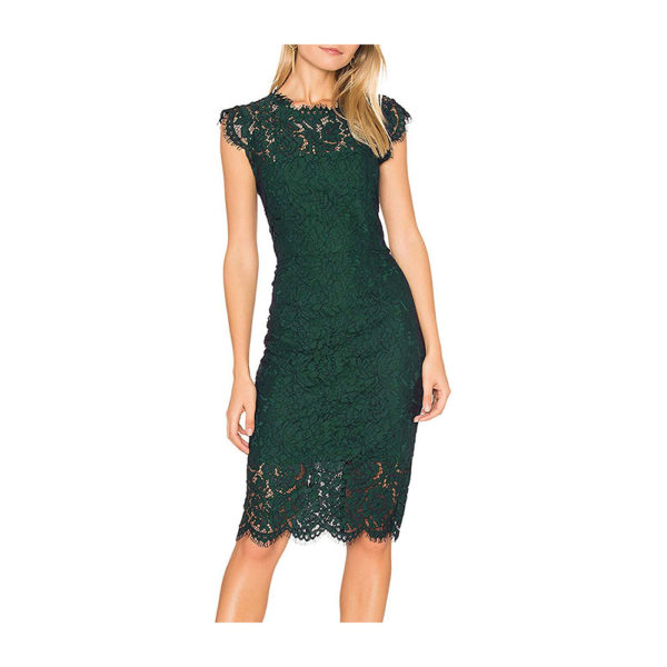 MEROKEETY Women's Sleeveless Lace Floral Elegant Cocktail Dress Crew Neck Knee Length for Party