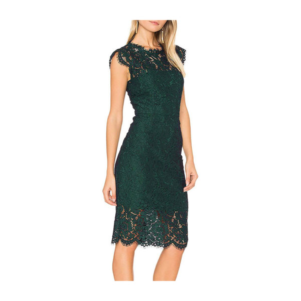 MEROKEETY Women's Sleeveless Lace Floral Elegant Cocktail Dress Crew Neck Knee Length for Party - Image 2