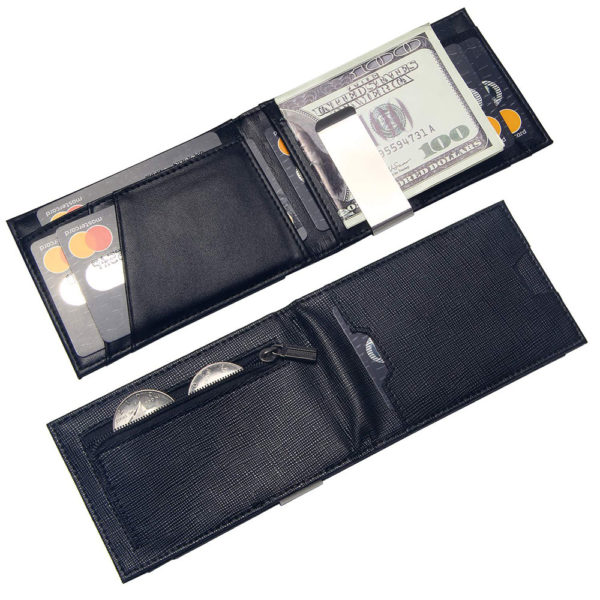 Men Bifold Wallet with Money Clip - Leather Minimalist Front Pocket RFID Blocking - Image 2