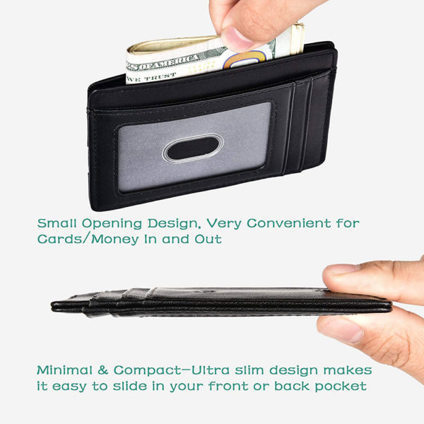 Slim Wallet RFID Front Pocket Wallet Minimalist Secure Thin Credit Card Holder - Image 4
