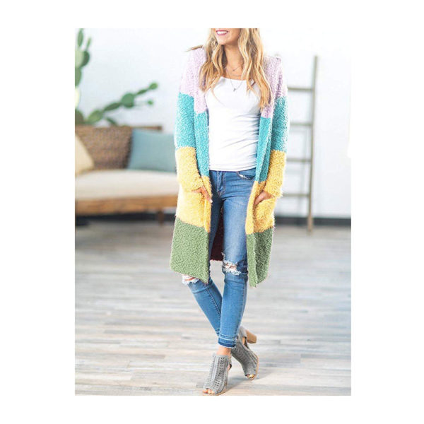 MEROKEETY Women's Long Sleeve Soft Chunky Knit Sweater Open Front Cardigan Outwear with Pockets - Image 2