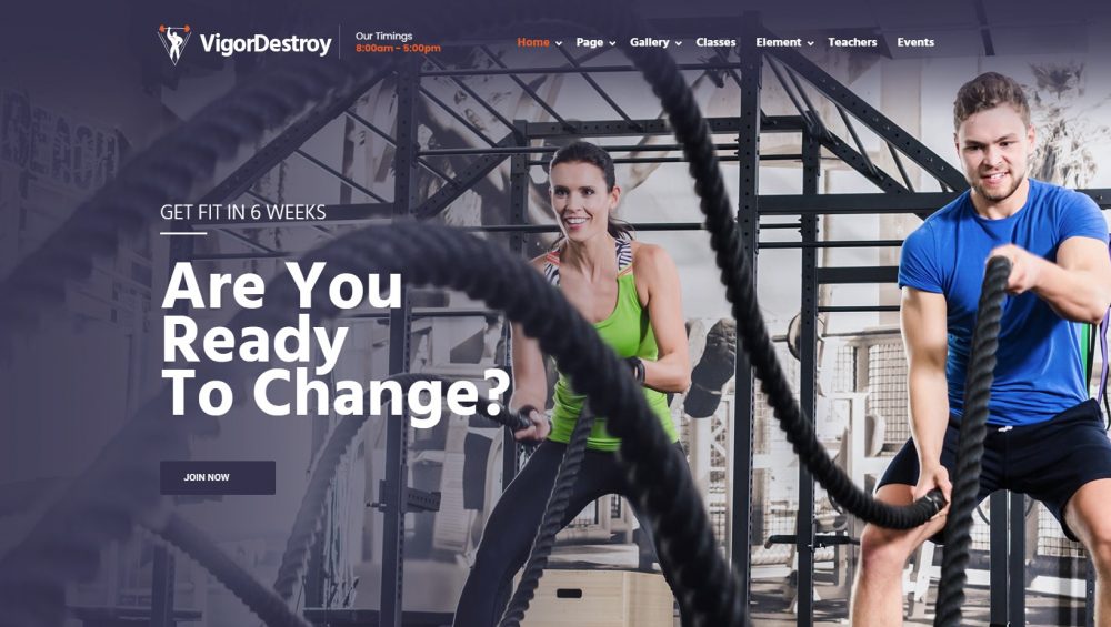 Vigor gym yoga wordpress theme