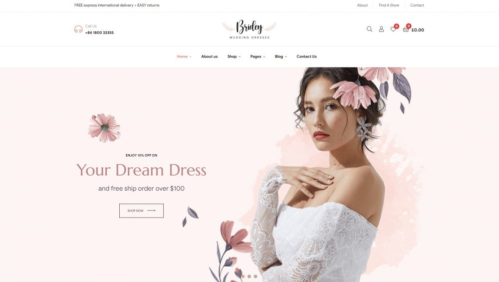 bridey wedding fashion store wordpress theme