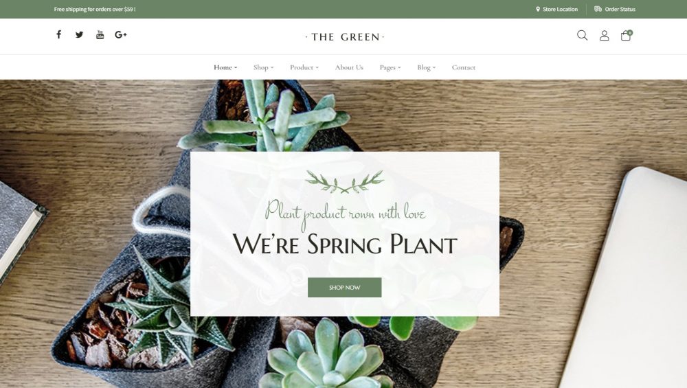thegreen plant shop wordpress theme