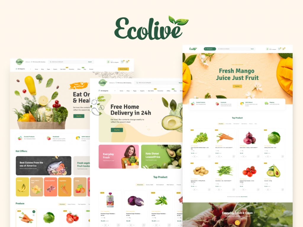 ecolive organic food store woocommerce theme