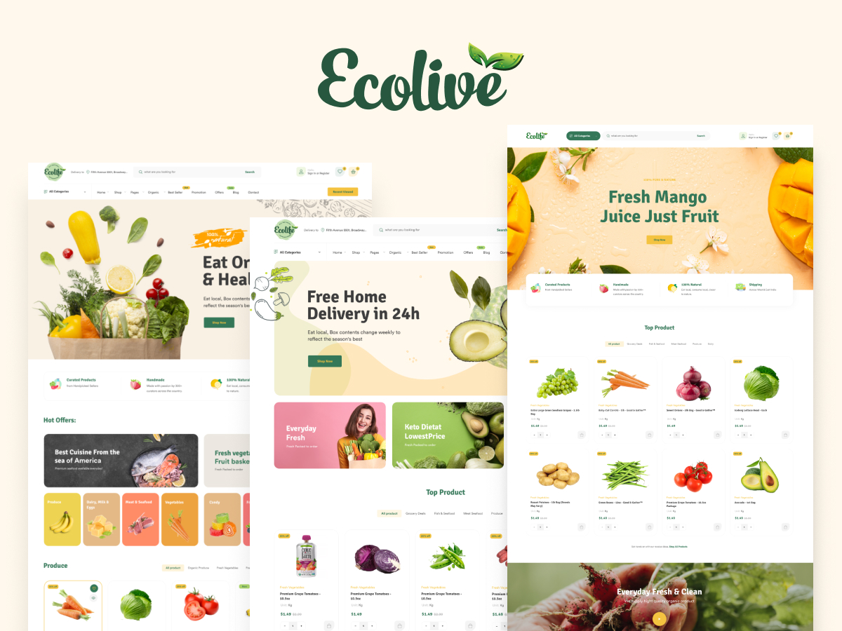 ecolive organic food store woocommerce theme