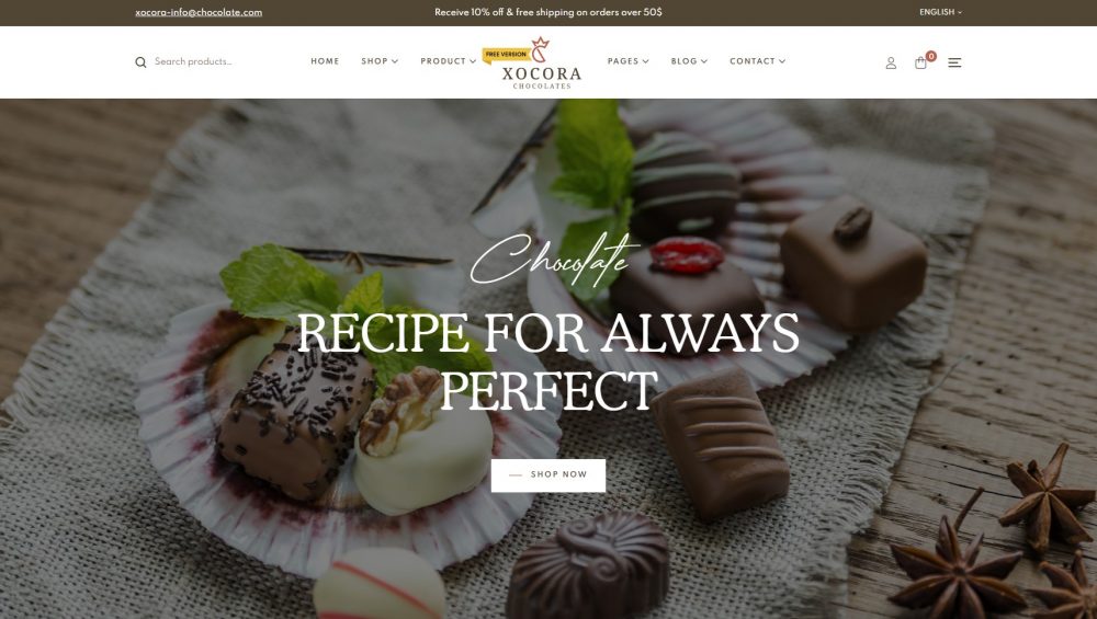 Xocora free bakery wordpress theme